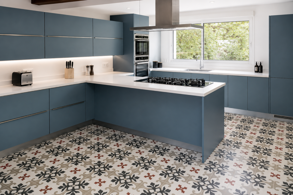 cuisine carreaux de ciment floral biscarrosse 40 cimenterie de la tour