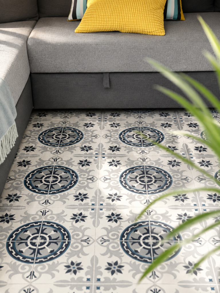 carreaux ciment bleu floral cimenterie de la tour chamberry 73