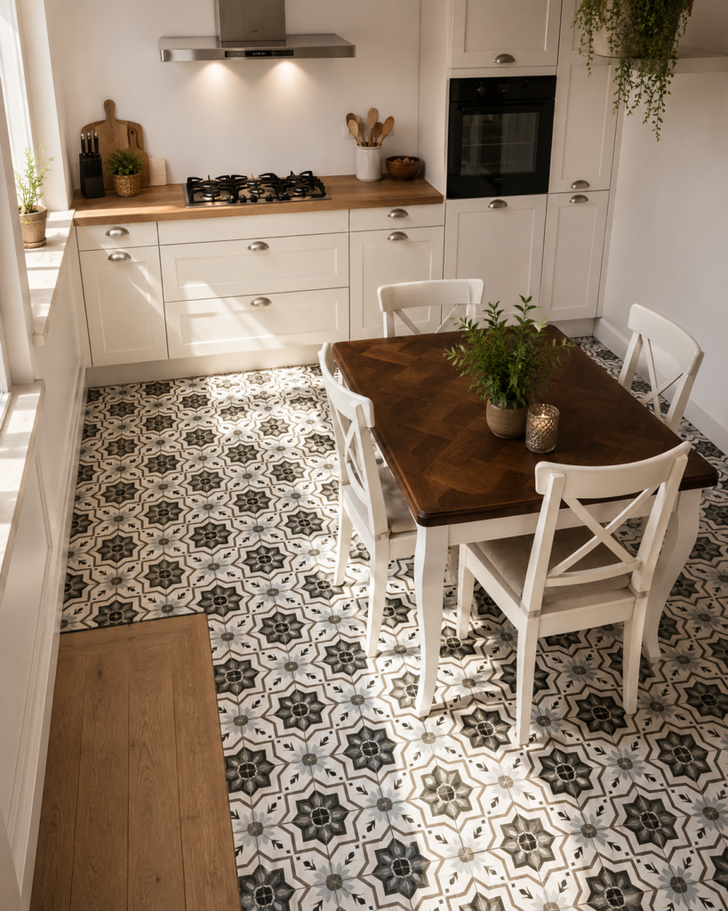 carreaux de ciment sol cuisine