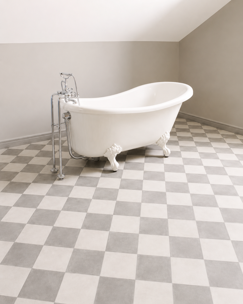 carreaux de ciment damier gris blanc